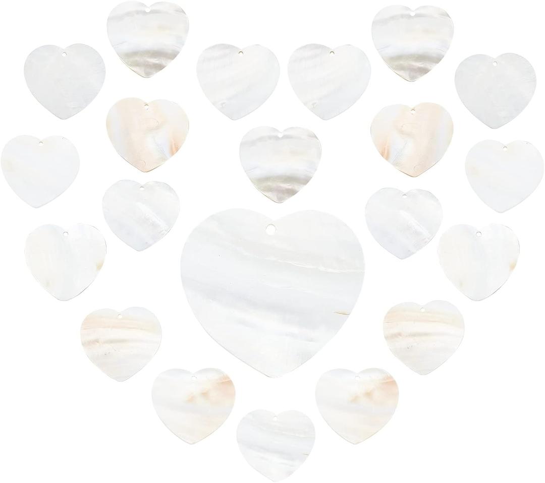 SUNNYCLUE 1 Box 20Pcs Heart Shape Shell Charms Freshwater Shell Pendants Seashell Love Jewellery Charm Accessories for DIY Earring Necklace Bracelet Jewellery Making Crafting