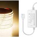 Aclorol Led Strip Lights Outdoor Waterproof 16.4FT Warm White 3000K AC 110V-130V Connectable LED Rope Light Strip Plug in for Bedroom Outside Garden Patio Indoor Outdoor Backyards Decor 120LEDs/M 5M