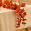 2 x 6ft Fall Maple Leaves Garland with eucalyptus leaves and ferns leaves, Autumn Harvest Garland for Thanksgiving, Halloween, Fireplace, Porch ,Mental and Indoor Outdoor Decoration (2pcs) (Yellow)