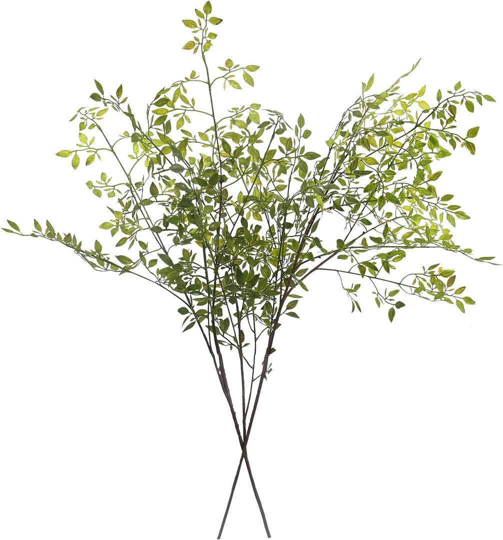 Melorca&Guilla Artificial Plants,2PCS 43.3" Green Nandina Faux Branches for Vase,Artificial Plants for Shop Garden Office Home Dcor