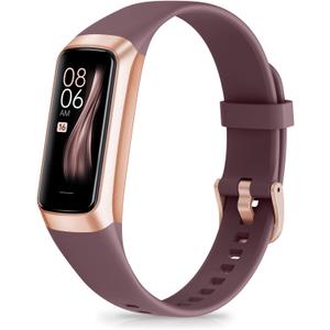 Fitness Tracker with Step Counter/Calories/Stopwatch, Activity Tracker, Health Tracker with Heart Rate Monitor, Sleep Tracker,1.10''AMOLED Touch Color Screen, Pedometer Watch for Women Men (Bordeaux)