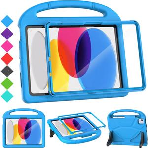 SUPLIK Kids Case for iPad A16 11-Inch 2025 (11th Gen) & iPad 10th Generation (10.9" 2022), Durable Shockproof Stand Cover with Screen Protector/Pencil Holder/Handle for Kids, Blue