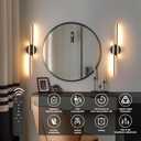 Rechargeable Battery Operated Wall Sconce Set Of Two, Black Wireless LED Wall Sconces With Remote Control, Dimmable 3 Colors Cordless wall lights for Living Room, bedroom, Hallway, 23.6 Inch ( 2pcs), 23.6" 2-Pack