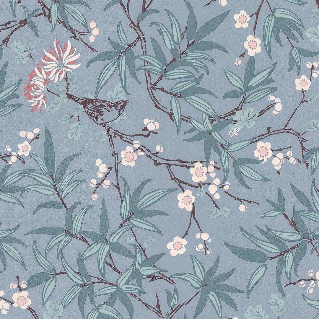 5 x Boho Floral Wallpaper Peel and Stick Leaf and Bird Contact Paper Blue and Pink Wallpaper for Cabinets Thickened and Waterproof Self Adhesive Removable Wallpaper for Bedroom Vinyl 17.378.7