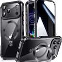 Reukdnv [Built-in Privacy Screen Protector & Invisible Ring Stand] Privacy Case for iPhone 17 Pro Max 6.9'' [Soft Bumper Full Signal] [Compatible with MagSafe] Full-Body Shockproof Clear Case, Black