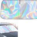 Windshield Sun Shade with Storage Pouch Keep Interior Cool, Foldable Laser Titanium Silver Front Window Shield Blocker Screen Visor Protector Cover Universal Fit for Car Truck SUVs (S)