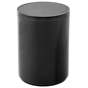 mDesign Plastic Small Slim Round 1.7 Gallon/6.5 Liter Trash Can with Removable Swing Lid - Wastebasket, Garbage Container Basket Bin for Master/Guest Bathroom - Holds Rubbish/Recycle - Black