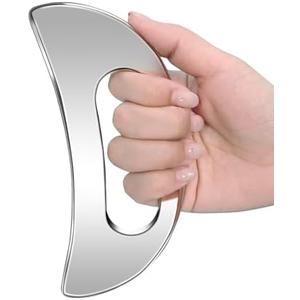 Gua Sha Massage Tool with Handle (Stainless Steel) ，Body Muscle Massage Scraper Tools，Larger Fascia Guasha Scraping Metal Tool for Back Neck Face Leg