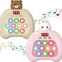 Electronic Pop It Game with LED Screen - 2-Player Online Bubble Pop Fidget Toy, Brain Training STEM Game for Kids 3-12, Anti-Anxiety Sensory Toy, Educational Birthday Gift for Boys Girls, Brown
