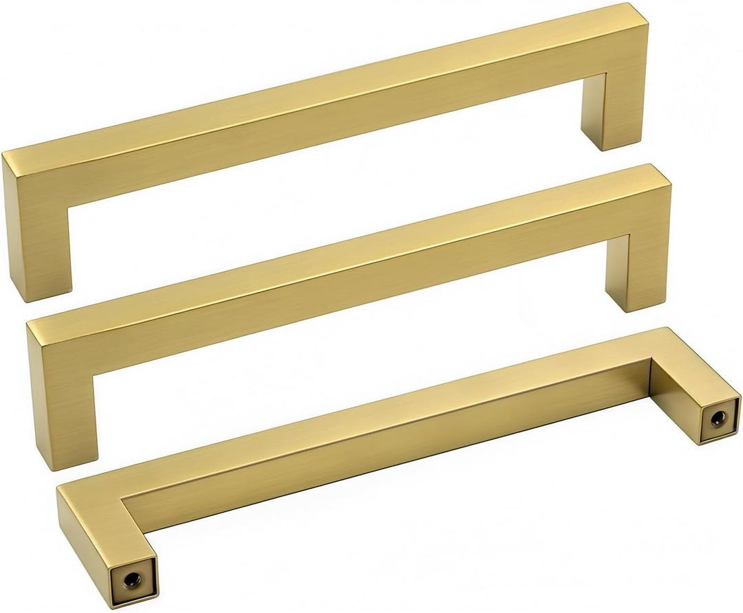 Goldenwarm 10Pack 5in Brushed Gold Cabinet Pulls Gold Cabinet Handles Gold Drawer Pulls Modern Cabinet Hardware Handles for Kitchen Cabinets