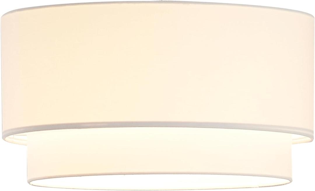 Artiva USA 16.5"X16.5" X 8"H Large Premium Double Drum Linen Shade - Off White, Fully Assemble, one Piece Shade