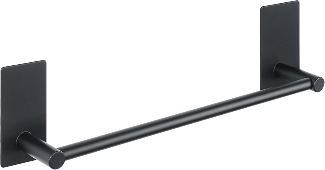 Alise Adhesive Towel Bar 12 Inch Towel Racks for Bathroom SUS 304 Stainless Steel,Bathroom Towel Holder No Drill, Strong Self Adhesive Towel Hanger Wall Mounted,Matte Black