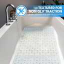 Fratillico - Non-Slip Shower Mat with Suction Cups - Quick Dry Bathtub Mat with Drain Holes - Machine Washable PVC Bathroom Mat (Blue 15.74" x 28.74")