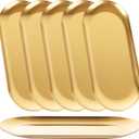 AKOLAFE 11 PCS Stainless Steel Serving Tray Set Gold Platters for Serving Food Small Metal Tray Decorative 9" Long Plate Oval Storage Tray Thickened Serving Dishes for Entertain Party Buffet Sushi Snack