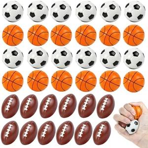36 Pcs Mini Foam Sports Balls for Kids Adults Party Favors,Small Stress Balls Basketball Football Soccer Balls Bulk Toys Goodie Bag Stuffers Classroom Prizes Party Decorations