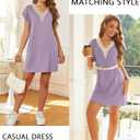 Ekouaer Nightgowns for Women Flare Short Sleeve Sleepshirt Guipure Lace V Neck Sleepwear Soft Pj Dress Night Shirt S-3XL (L)