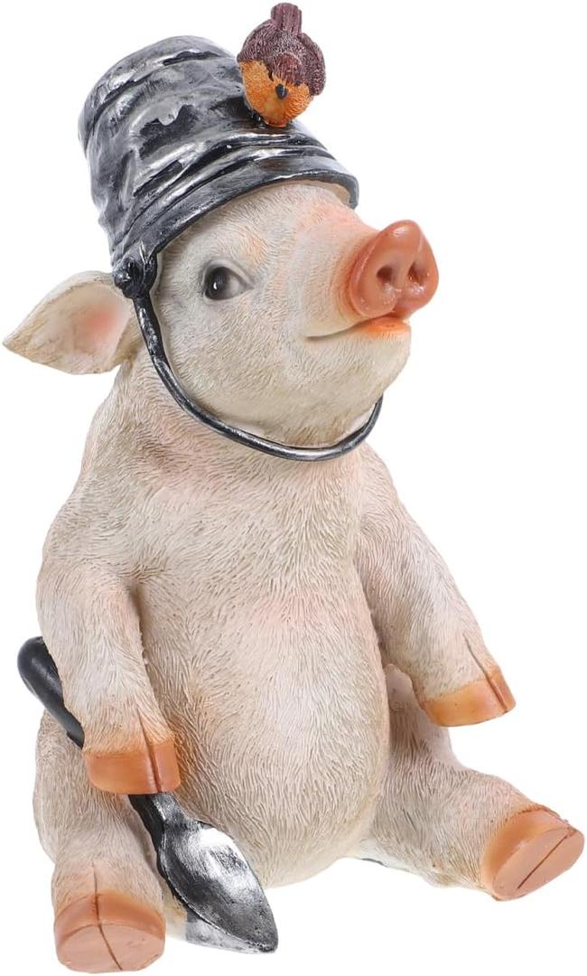 Decorative Lights Garden Landscape Ornament Pig Statue Ornament Garden Adornment Courtyard Resin Adorn Resin Statue Pig Statue Adorn Craft Ornament Adornment