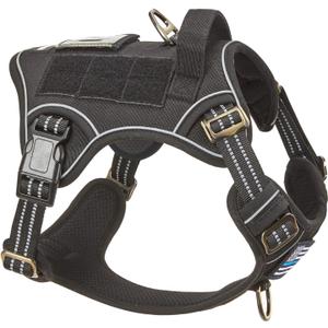 BUMBIN Tactical Dog Harness for Small Dogs No Pull, Famous TIK Tok No Pull Puppy Harness, Fit Smart Reflective Pet Walking Harness for Training, Adjustable Dog Vest Harness with Handle Black S(Neck:13-16", Chest:15-23")