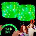 Green 24 Pack Light Up Party Favors Supplies,Bulk Glow Sticks Bracelet,Necklace Accessories for Kids,Birthday Return Gifts Treats,Easter Basket Goodie Bag Stuffer Fillers for Boys Girls