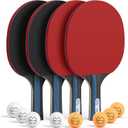 Glymnis Ping Pong Paddles Set Table Tennis Rackets with Balls, Storage Case for Indoor Outdoor Table Tennis Paddle Game Accessories