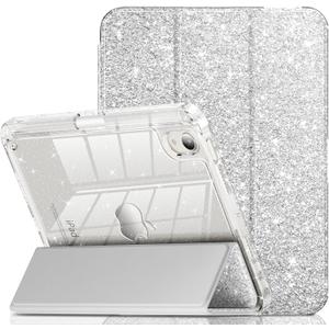INFILAND for iPad mini 7 Case (A17 Pro), iPad mini 7th / 6th Generation Case 2024/2021 8.3 Inch, Glitter Cute Protective Cover with Clear Sparkle Back, Pencil Holder for Kids Girls, Silver (Sliver)