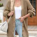 SHEWIN Womens Oversized Long Cardigan Sweaters Open Front Button Long Lantern Sleeve Knit Chunky Sweater Outerwear Coats (Small)