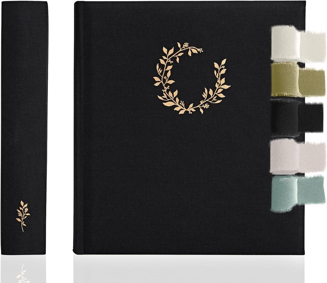 Premium Scrapbook Album  Photo Album with Writing Space  100 Pages for Multiple Sizes 4x6, 5x7, 6x8, 8x10  Holds 500 Photos  Wedding, Baby, Travel & Family Memories (Large, Black)