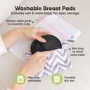 Organic Nursing Pads - 14 Washable Breast Pads for Breastfeeding, Wash Bag, Viscose Derived from Bamboo Reusable Nipple Covers for Breastfeeding Essentials, Soft & Absorbent(Midnight Black, L 5")
