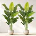Lifelike Bird of Paradise Artificial Plant,7ft Faux Banana Leaf Tree with 15 Trunks - Perfect Indoor Silk Floor Plant for Home Decor in Living Room, Office, and Bedroom (Set of 2)