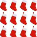 KIMOBER 12 Pcs Red Felt Christmas Stockings,Hanging Stocking with Golden Trim for Fireplace Christmas Tree Decoration