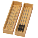 Bamboo Drawer Organizer, Narrow Silverware Organizer for Kitchen, Stackable Utensil Organizer, 2 Pcs Flatware Organizer for Drawer, Wooden Storage Box Tray (Yellow, 12 X 3 X 2 Inch)