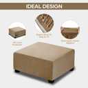 NeColorLife Velvet Square Ottoman Cover,Stretchable Footrest Stool Slipcover with Elastic Band for Rectangle and Square Storage Ottoman(Large,Camel)