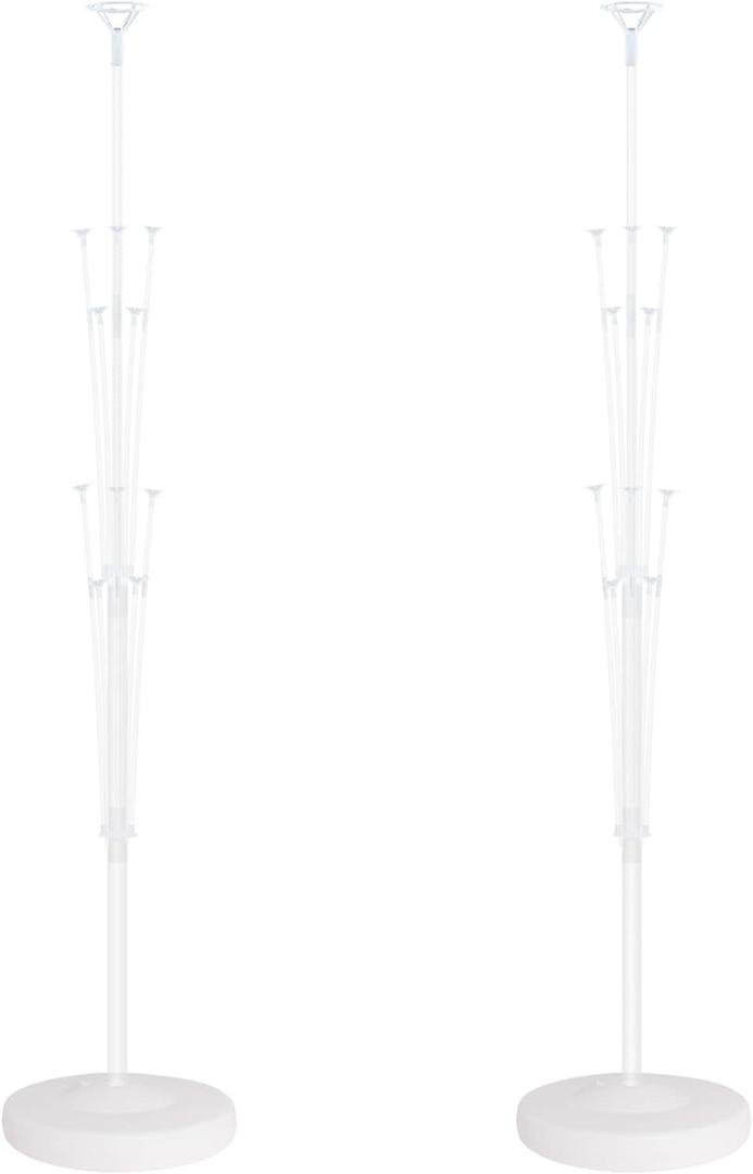Balloon Column Stand Kit for Floor - Set of 2, Base and Pole,Balloon Tower Backdrop Decoration for Wedding, Birthday Party, or Bachelorette Parties (Balloons not included) (White)
