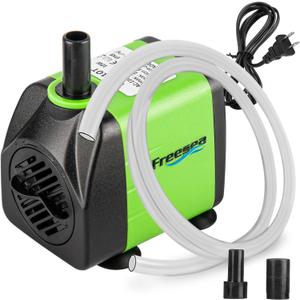 FREESEA Aquarium Submersible Fountain Pump: 160GPH 10W Adjustable Quiet Water Pumps with 3.3ft Tubing Hose for Small Fish Tank | Pond | Outdoor | Hydroponic (Green)