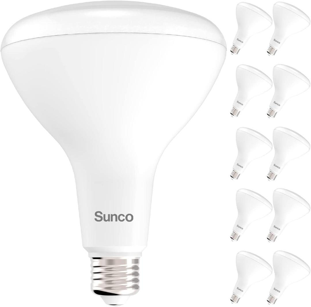 Sunco 10 Pack BR40 LED Light Bulbs, Indoor Flood Lights, Recessed Can Light Bulb, 1400 LM, 17W (100W Equivalent), 6000K Daylight Deluxe, Dimmable, E26 Base, for Home, Bedroom, Kitchen UL