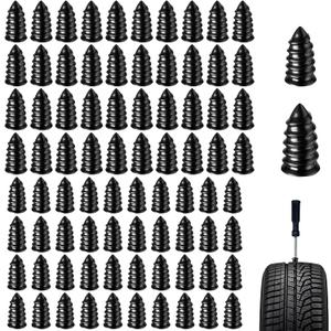 80 Pcs Tire Plugs Screw Type, Screw in Tire Plugs, Flat Tire Screw Plugs, Screw Type Tire Plug Kit with Screwdriver, Quick Puncture Repair Tools for Cars and Motorcycles