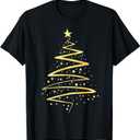 Gold Color Christmas Tree Design T-Shirt 3XL