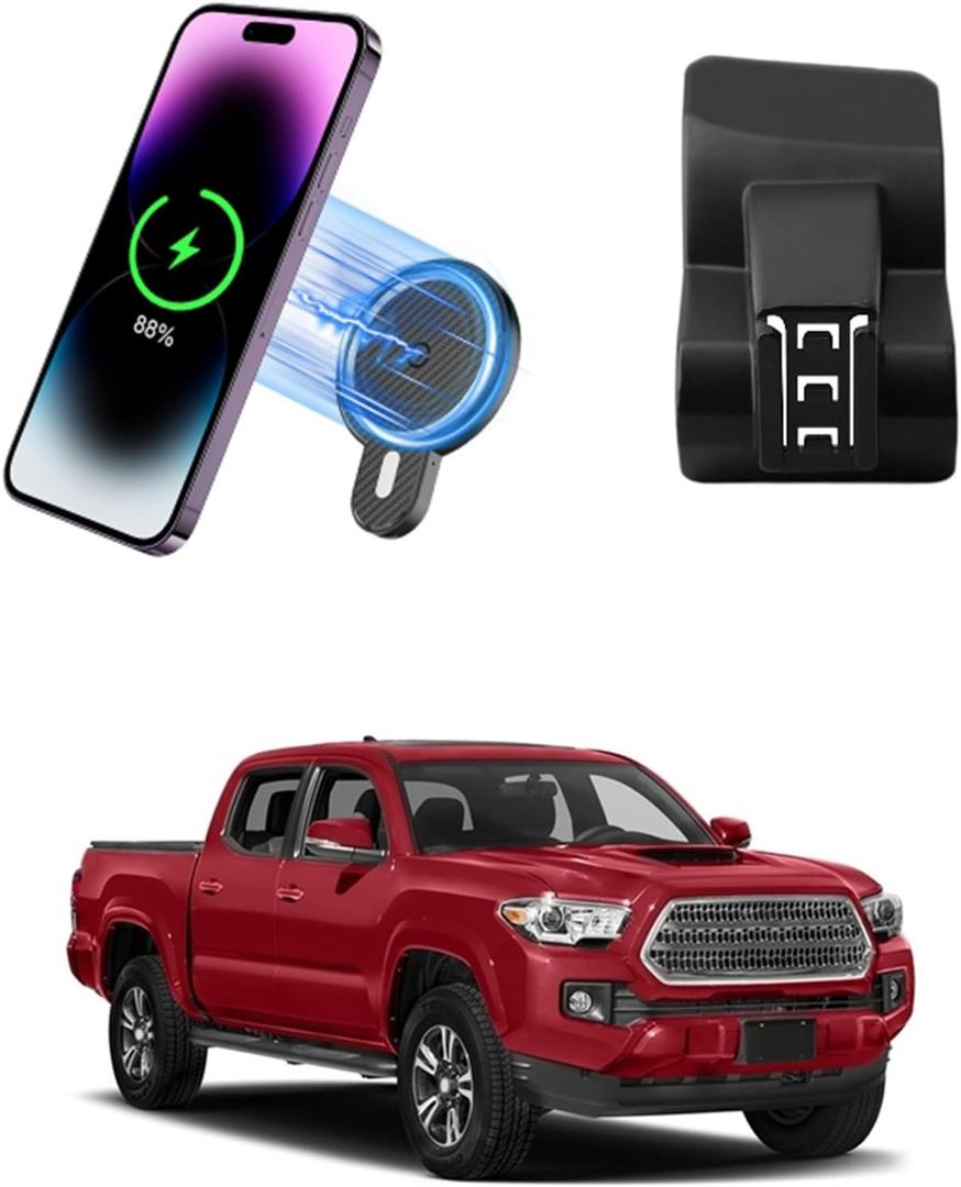 PZK Car Phone Mount for Toyota Tacoma 2016 2017 2018-2022 2023 Accessories Custom Air Vent Phone Holder Magnetic 15W Fast Wireless Charger Hands Free 360 Rotation Cell Phone Automobile Cradles