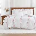 Peri Home Red Bows Bedding 100% Cotton 3-Piece Comforter Set, Full/Queen