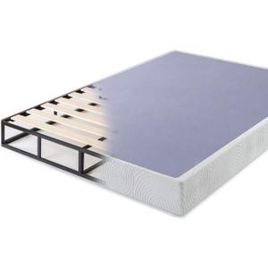 ZINUS Metal Box Spring with Wood Slats, 7.5 Inch Mattress Foundation, Sturdy Steel Structure, Easy Assembly, King (White)