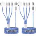 2Pack 6FT/1.8M iWatch Charger, 4 in 2 USB A/C to iOS Port/Type C/Micro USB/Watch Charger Nylon-Braided Multi Fast Charging Cable Compatible for iWatch Ultra/SE/1-11/iPhone17 Pro Max/iPad/AirPods