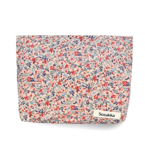KeYaMee Make Up Bag Cosmetic Bags for Travel Women Corduroy Organizer Pouch Toiletry Bags with Zipper Large Capacity 18 flowers
