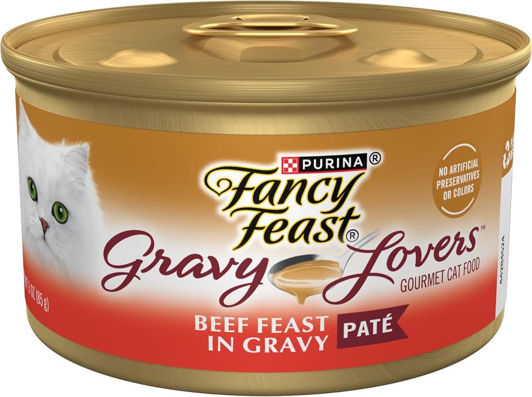 Purina Fancy Feast Gravy Lovers Beef Feast Pate in Wet Cat Food Gravy - (Pack of 24) 3 oz. Cans