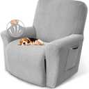 KEKUOU Recliner Chair Covers Lazy Boy Recliner Covers Stretch Couch Cover Slipcovers 1 Piece Furniture Protector with Elastic Bottom for Dog,Kids.(Recliner, Silver)