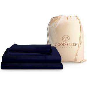 Good Sleep Bedding Twin XL Sheet Set -100% Egyptian Cotton Bedding Set, 4Pc, 1000 TC, Twin XL Bed Sheets, Soft, Luxury Sateen Weave, 16" Deep Pocket XL Twin Sheet Set - Navy Blue Sheets
