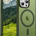 SUPFINE Magnetic for iPhone 15 Pro Max Case (Compatible with MagSafe) (Military Grade Drop Protection) Slim Translucent Matte Shockproof with Anti-Fingerprint Phone Case,Cangling Green
