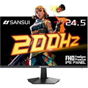 SANSUI 24.5 Inch 200Hz Gaming Monitor, FHD 1080P Fast IPS PC Gaming Monitor, 2 x HDMI2.0, 1 x DP1.4, FreeSync,128% sRGB HDR VESA Mountable (ES-G25X1, One HDMI Cable Included)