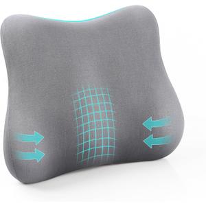 Cozyhealth Lumbar Support Pillow for Office Chair and Car, Memory Foam Back Support Pillow Cushion for Back Pain Relief, Ergonomic Lumbar Chair Pillow for Car, Office, Computer, Gaming Chair (Grey), Standard