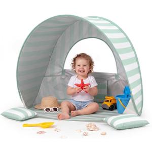 Baby Beach Tent, UPF 50+ Sun Protection Silver-Coated Pop-Up Beach Tent for Babies & Children, Automatic Instant-Setup Portable Sun Shelter for the Beach, Backyard and Travel,Green
