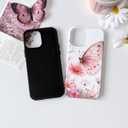 3 x NITITOP Compatible with iPhone 14 Pro Max Case Cute Butterfly Flowers Floral Pattern for Women Girls Glossy Hybrid 2 Layers Back Shockproof Protective Phone Cover - Pink
